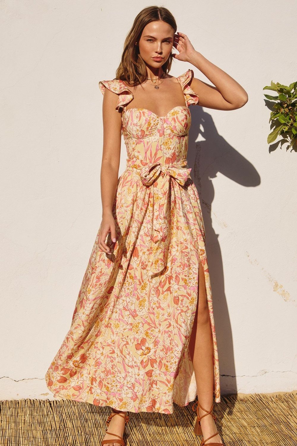 Flutter Away Maxi Dress, Color: Primrose Dreaming, Size: Small