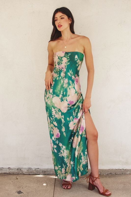 Strapless Bias Cut Maxi Dress