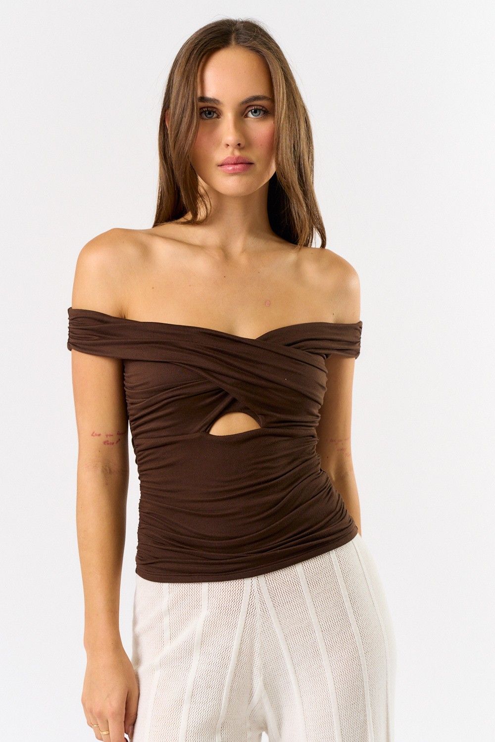 OTS Ruched Keyhole Top