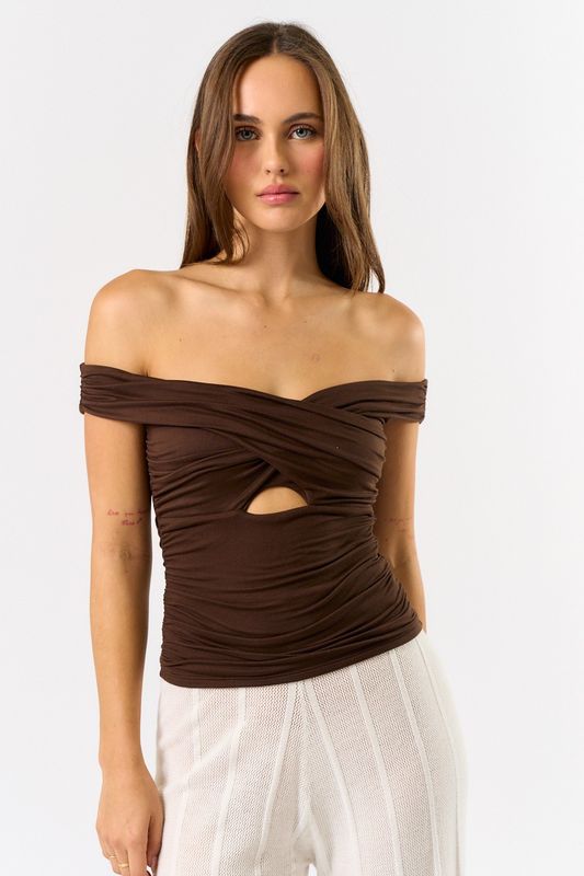 OTS Ruched Keyhole Top
