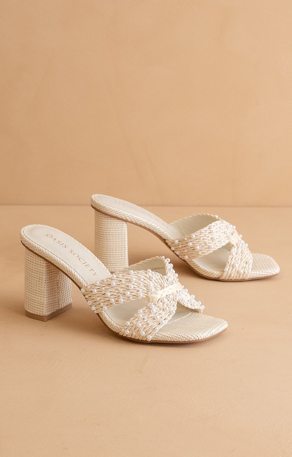 Tiara Pearl Embroidered Raffia Heel
