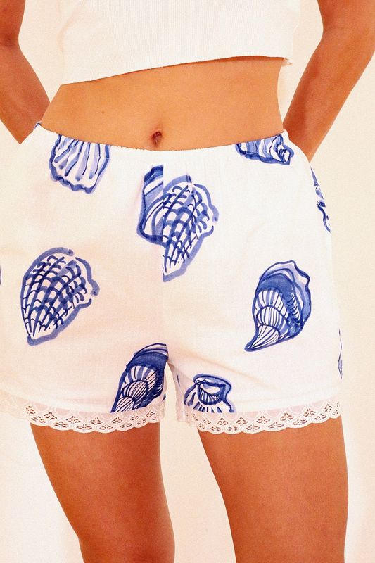 Seashell Lace Trim Shorts