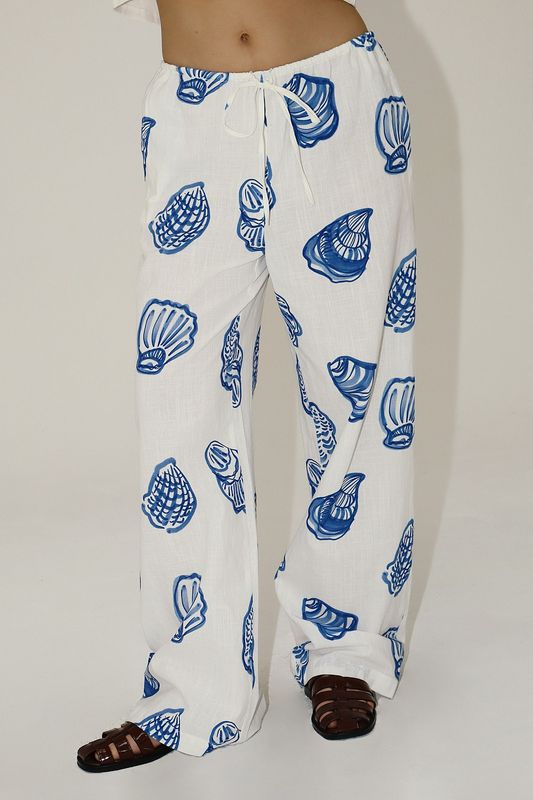 Seashell Print Relaxed Pants