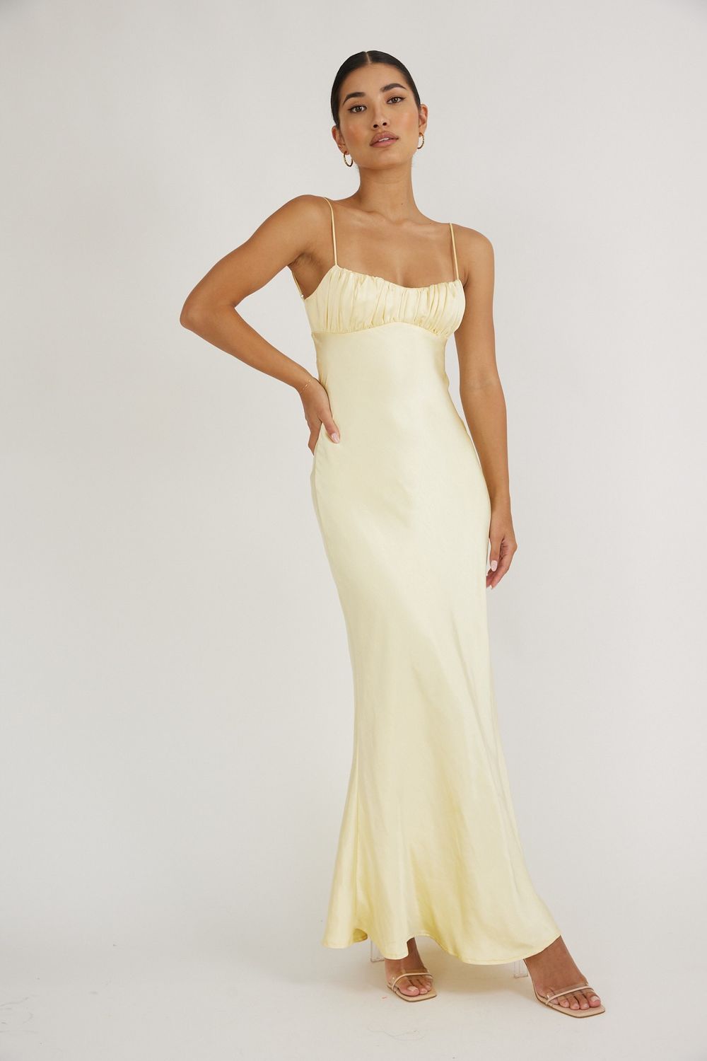 Twist Back Satin Maxi Dress