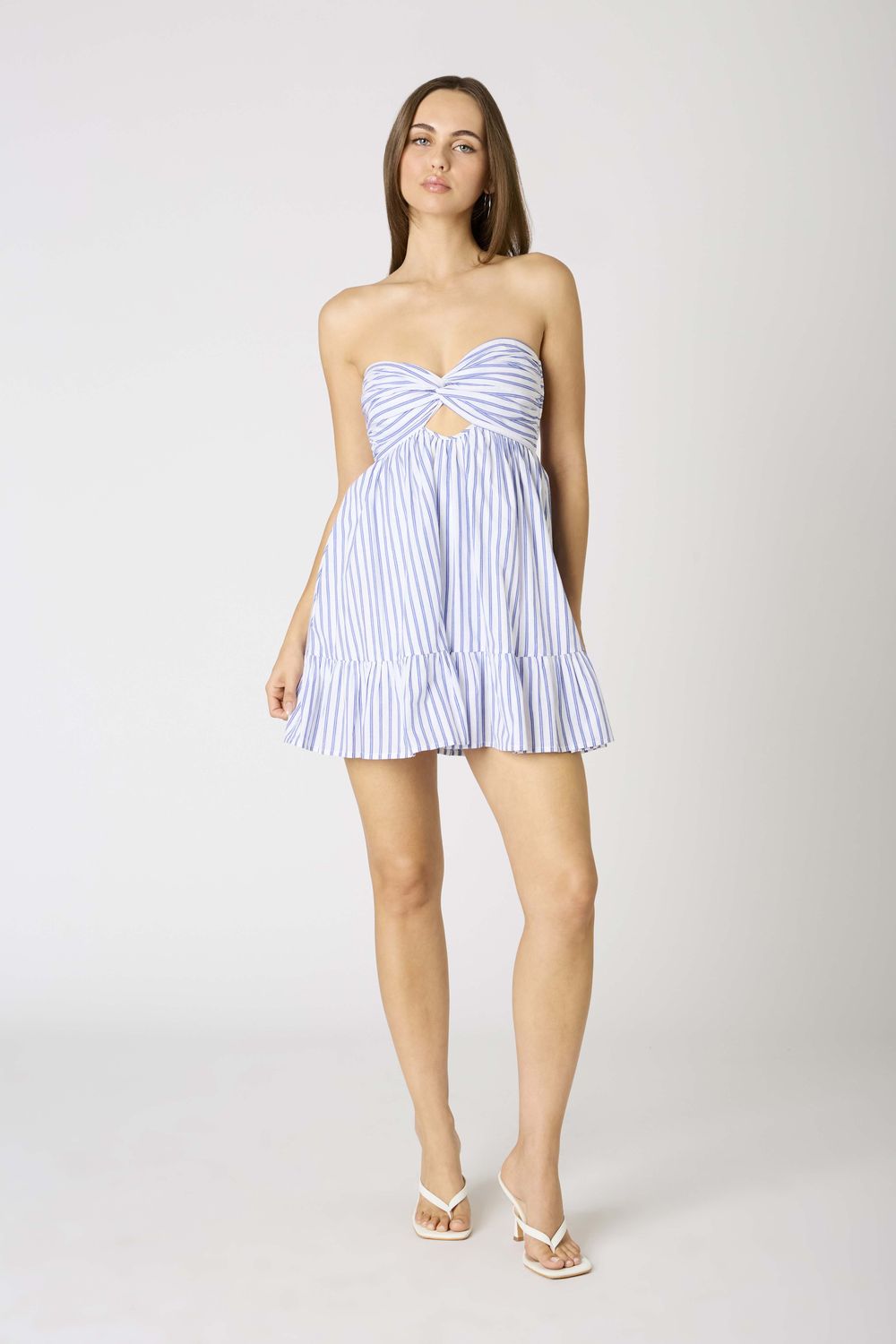 Twist Detail Pinstripe Mini Dress