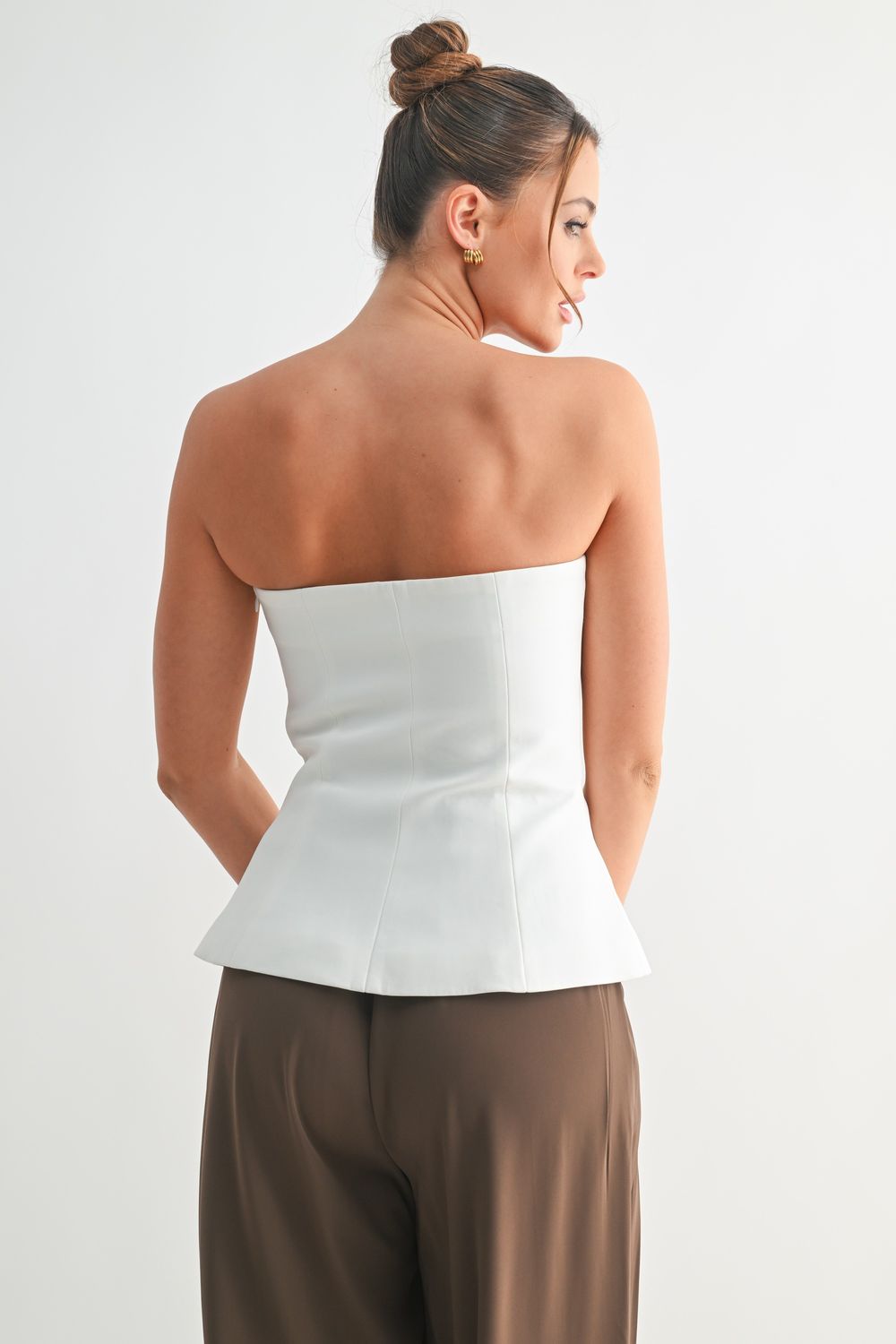 Strapless V-Cut Front Pocket Top