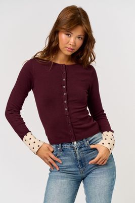 Polka Dot Cuff Cardigan