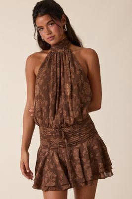 Embossed Backless Dress