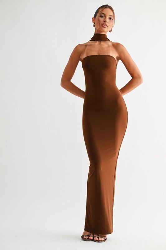 Neck Scarf Maxi Dress