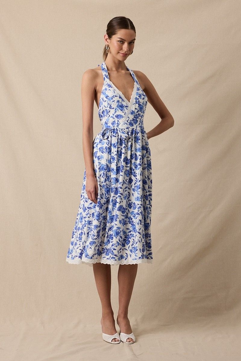 Lace Trim Wrap Dress