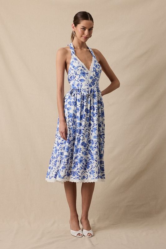 Lace Trim Wrap Dress