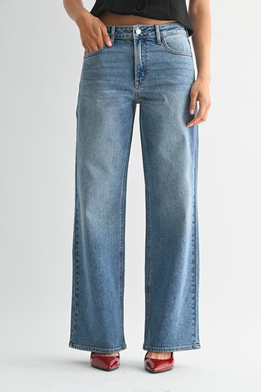 High Rise Full Length Straight Leg Jeans