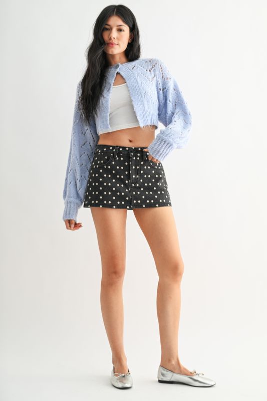 Polka Dot Denim Skort