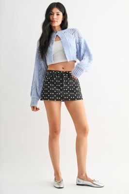 Polka Dot Denim Skort