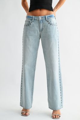 Sarah Low Rise Studded Baggy Pants