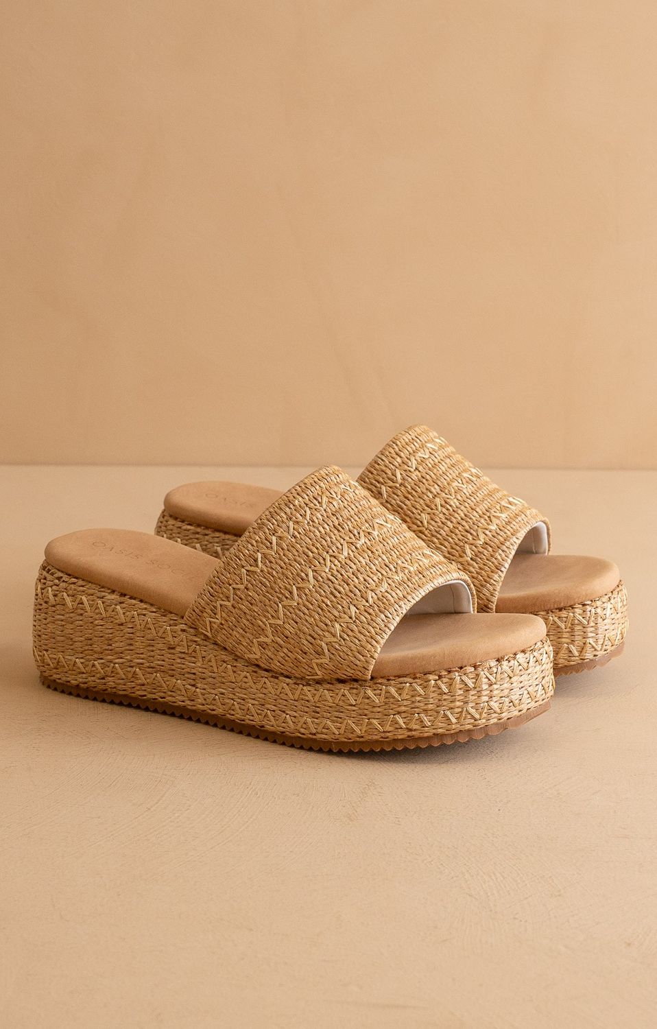 Taniya Raffia Platform Slide