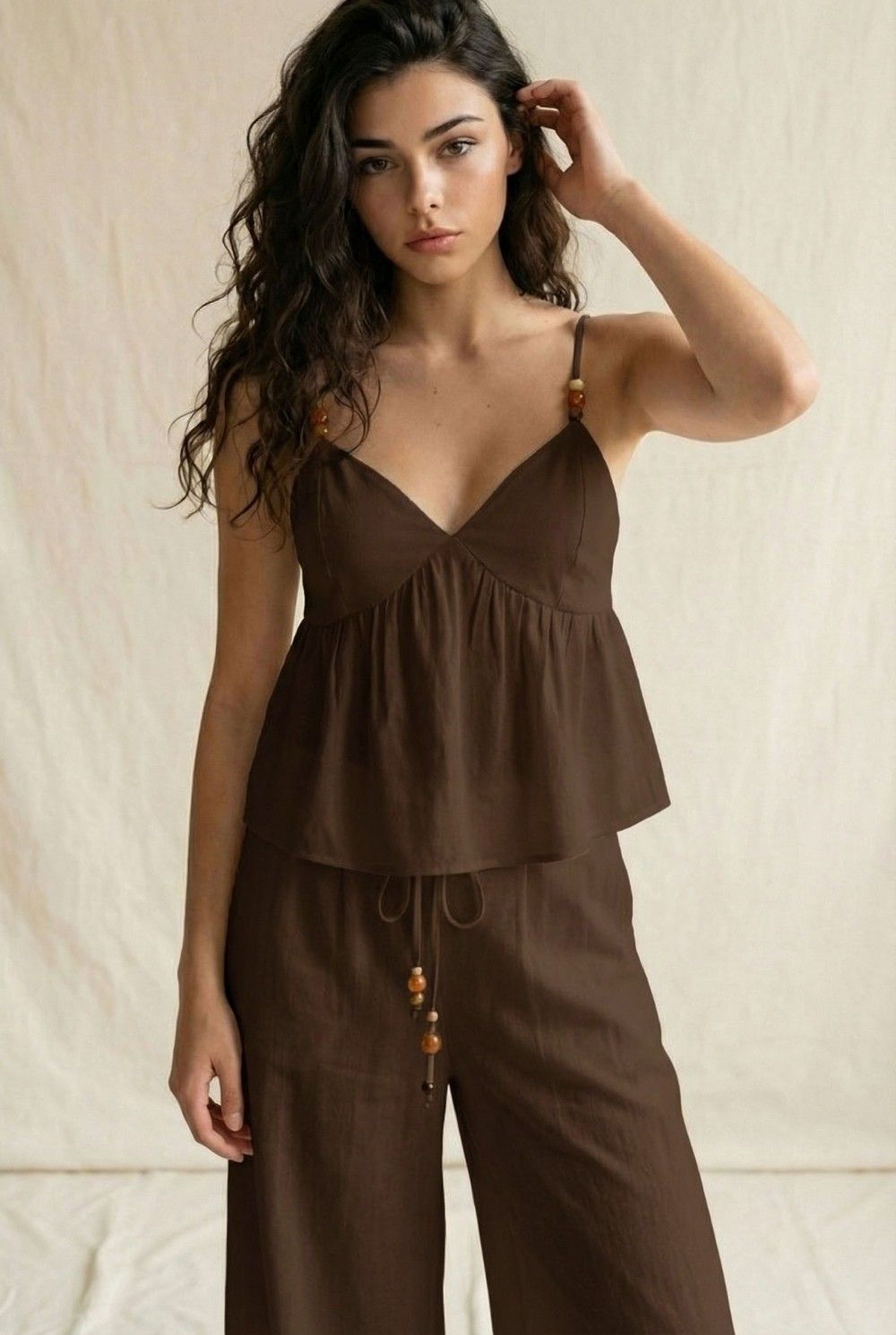 Trinity Beaded Top, Color: Brown, Size: Small