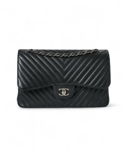 Chanel Chevron Jumbo Caviar Nera