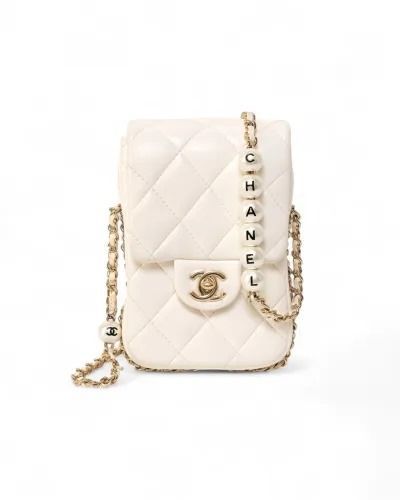 Chanel Phone Holder Pearl Timeless Bianco