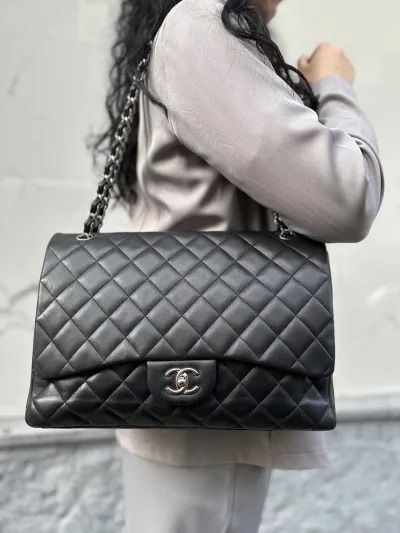 Chanel Timeless Maxi Jumbo Liscia Nera Argento