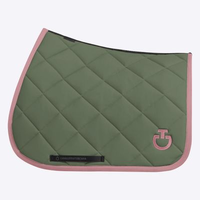 SET SOTTOSELLA E CUFFIA CAVALLERIA TOSCANA VERDE/ROSA ROMBI GRANDI
