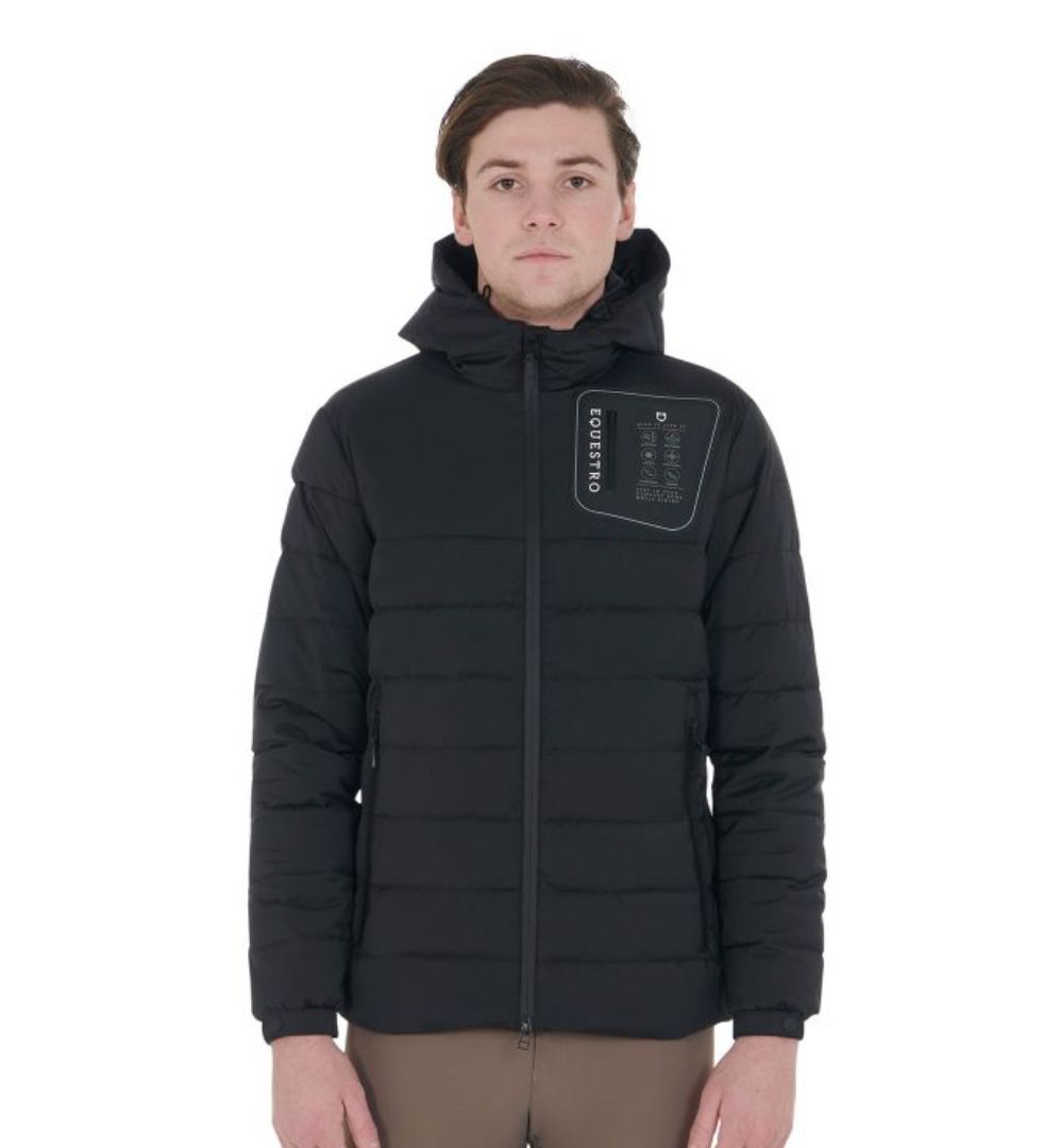 PIUMINO UOMO  EQUESTRO CON CAPPUCCIO CON PATCH SILICONICO
