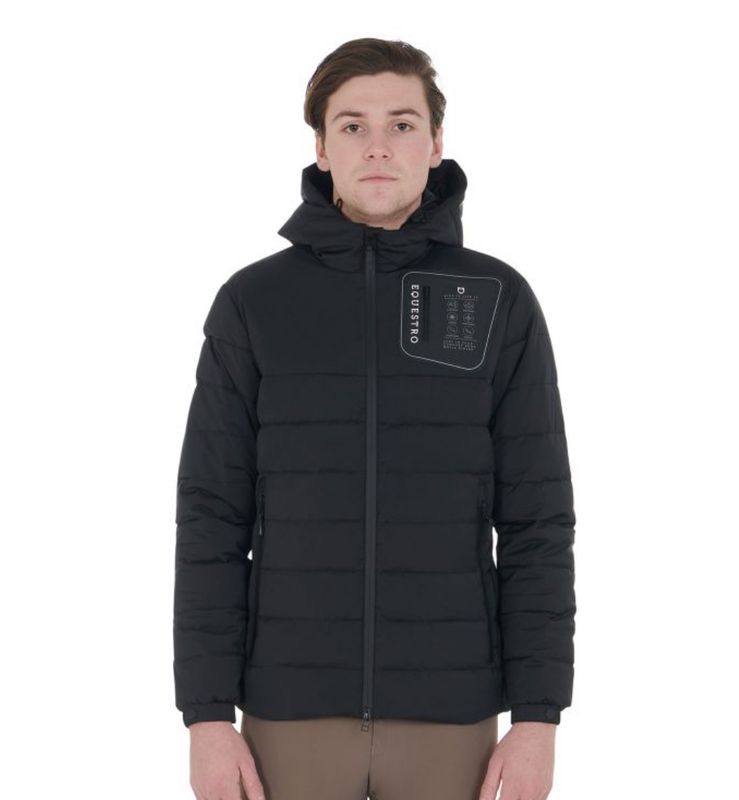 PIUMINO UOMO  EQUESTRO CON CAPPUCCIO CON PATCH SILICONICO