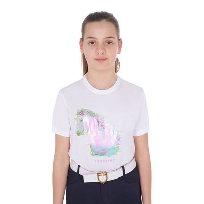 T-SHIRT BAMBINA BIANCA CAVALLO INTERFERENZA EQUESTRO