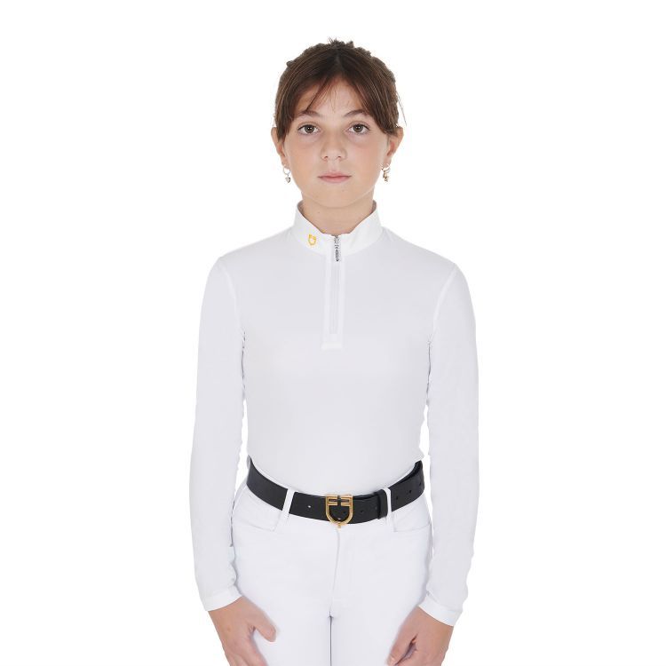 POLO BAMBINA BIANCA MANICA LUNGA FELPATA EQUESTRO POLO BAMBINA BIANCA MANICA LUNGA FELPATA EQUESTRO