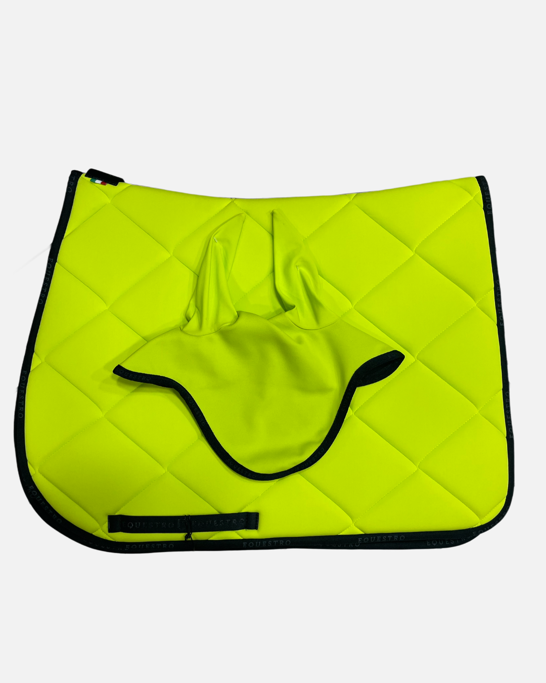 SET SOTTOSELLA E CUFFIA EQUESTRO GIALLO LIME BORDO NERO