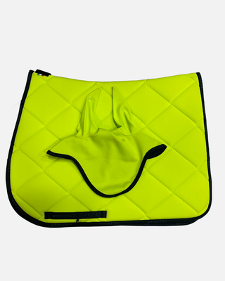 SET SOTTOSELLA E CUFFIA EQUESTRO GIALLO LIME BORDO NERO
