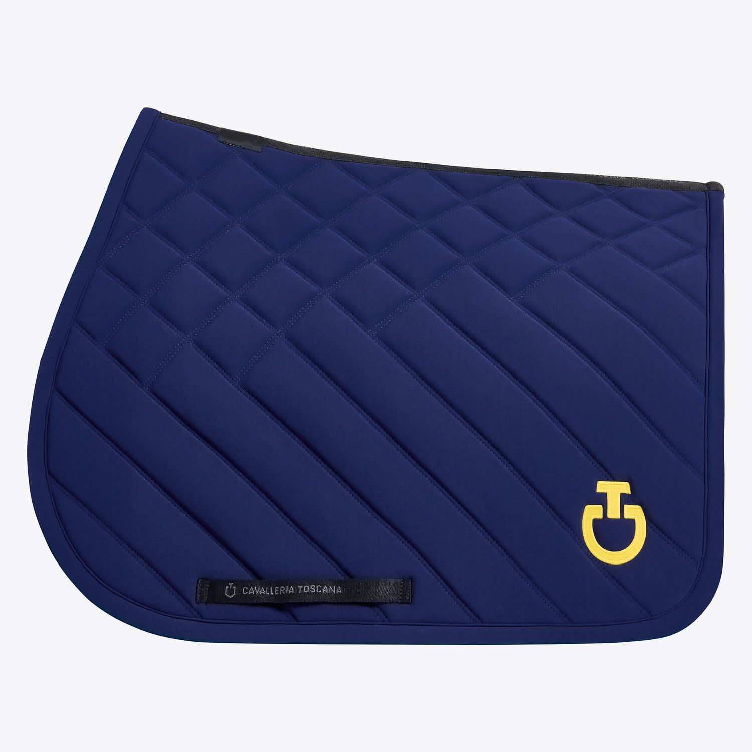 SET SOTTOSELLA E CUFFIA CAVALLERIA TOSCANA BLU ROYAL CON TRAPUNTA A BORDI E RIGHE