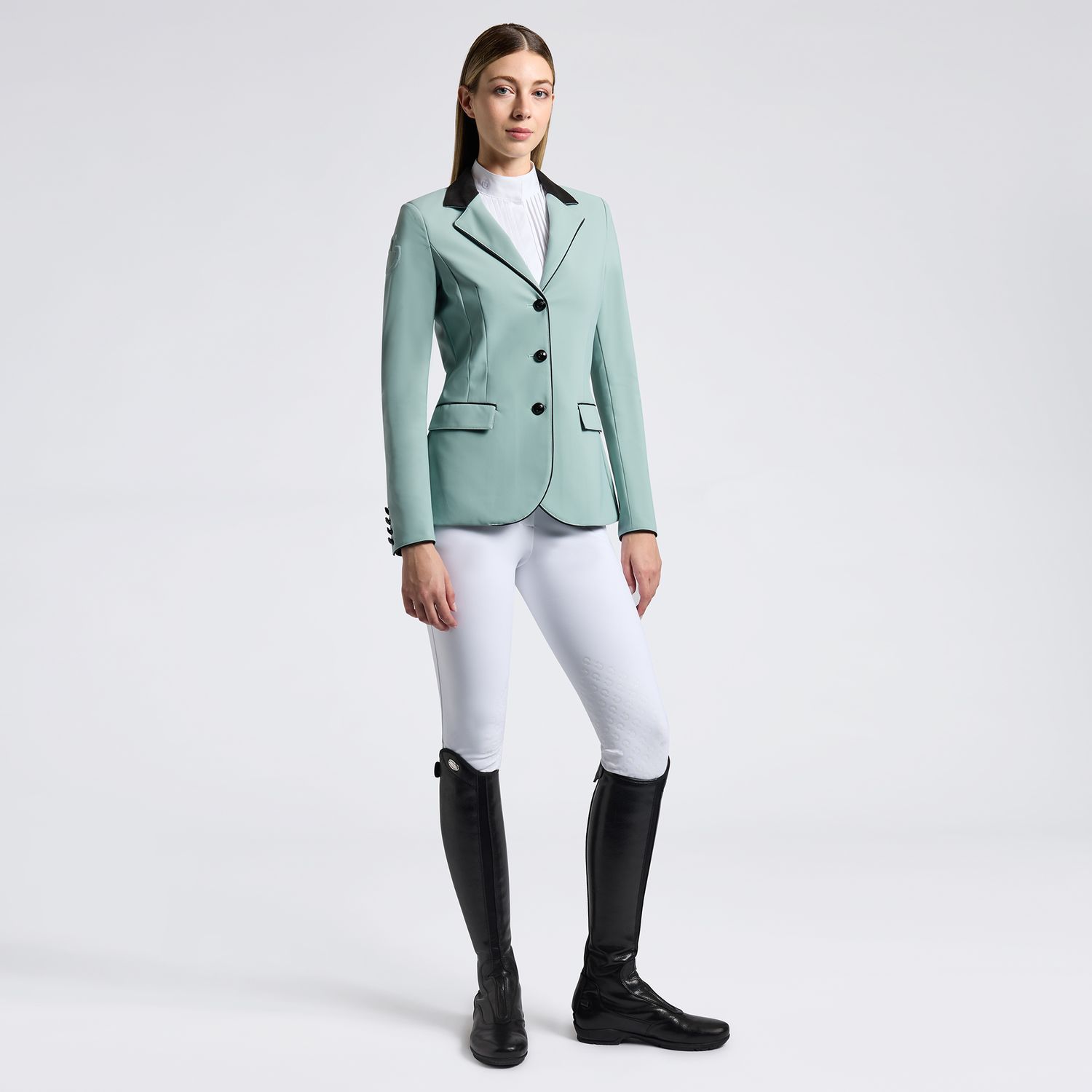 GIACCA DA CONCORSO DONNA CON BOTTONI CAVALLERIA TOSCANA VERDE ACQUA