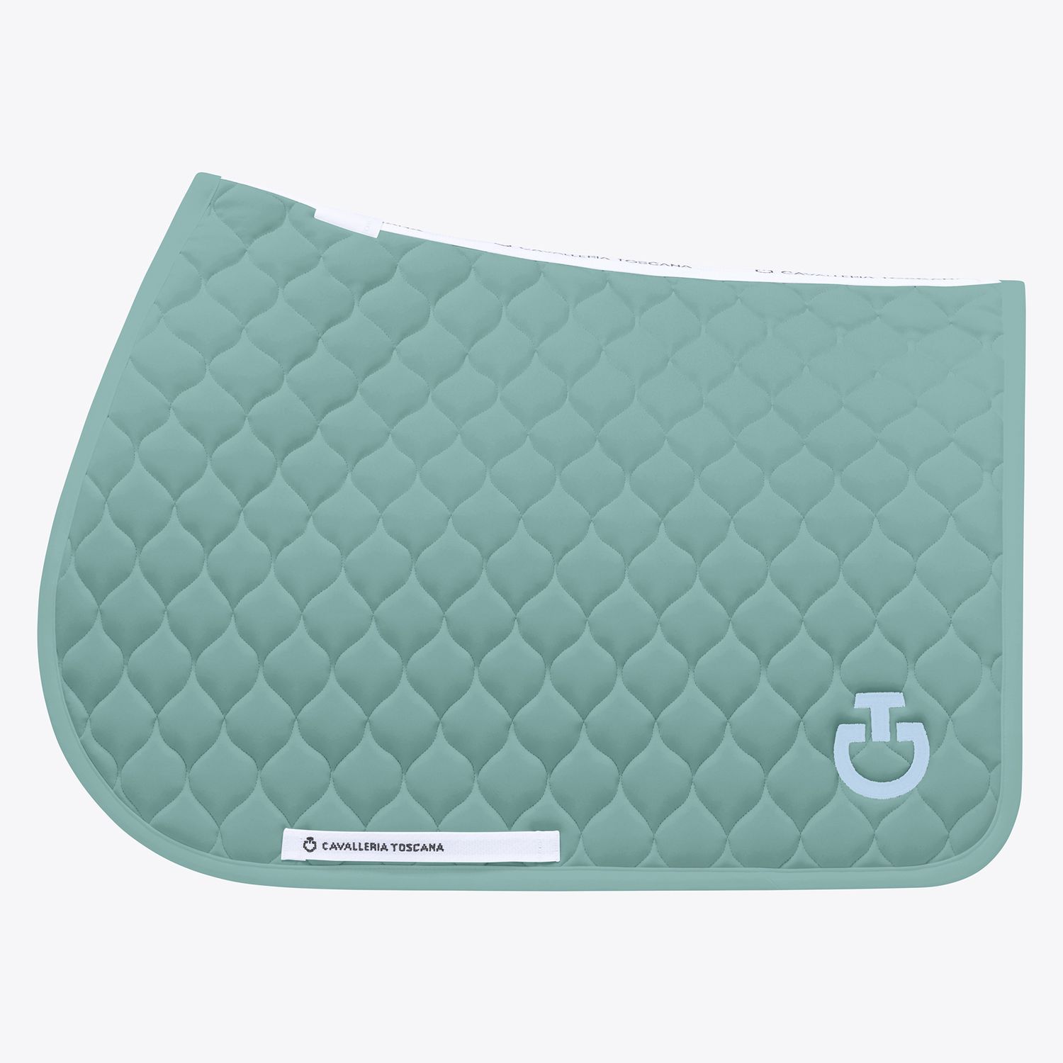 SET SOTTOSELLA E CUFFIA CAVALLERIA TOSCANA VERDE ACQUA TRAPUNTATURA CIRCOLARE