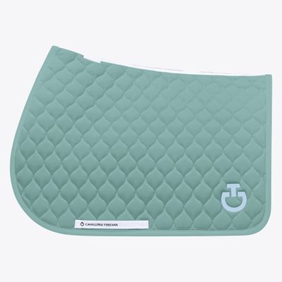 SET SOTTOSELLA E CUFFIA CAVALLERIA TOSCANA VERDE ACQUA TRAPUNTATURA CIRCOLARE
