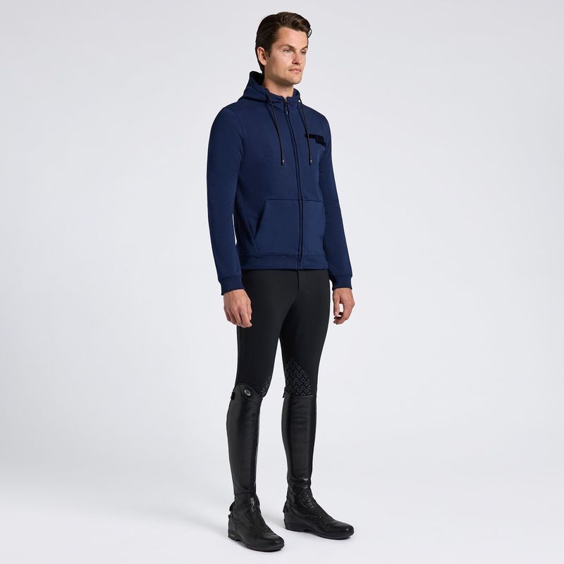 FELPA UOMO CAVALLERIA TOSCANA CON LOGO RICAMATO , ZIP E CAPPUCCIO