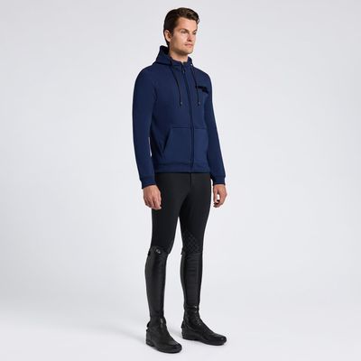 FELPA UOMO CAVALLERIA TOSCANA CON LOGO RICAMATO , ZIP E CAPPUCCIO