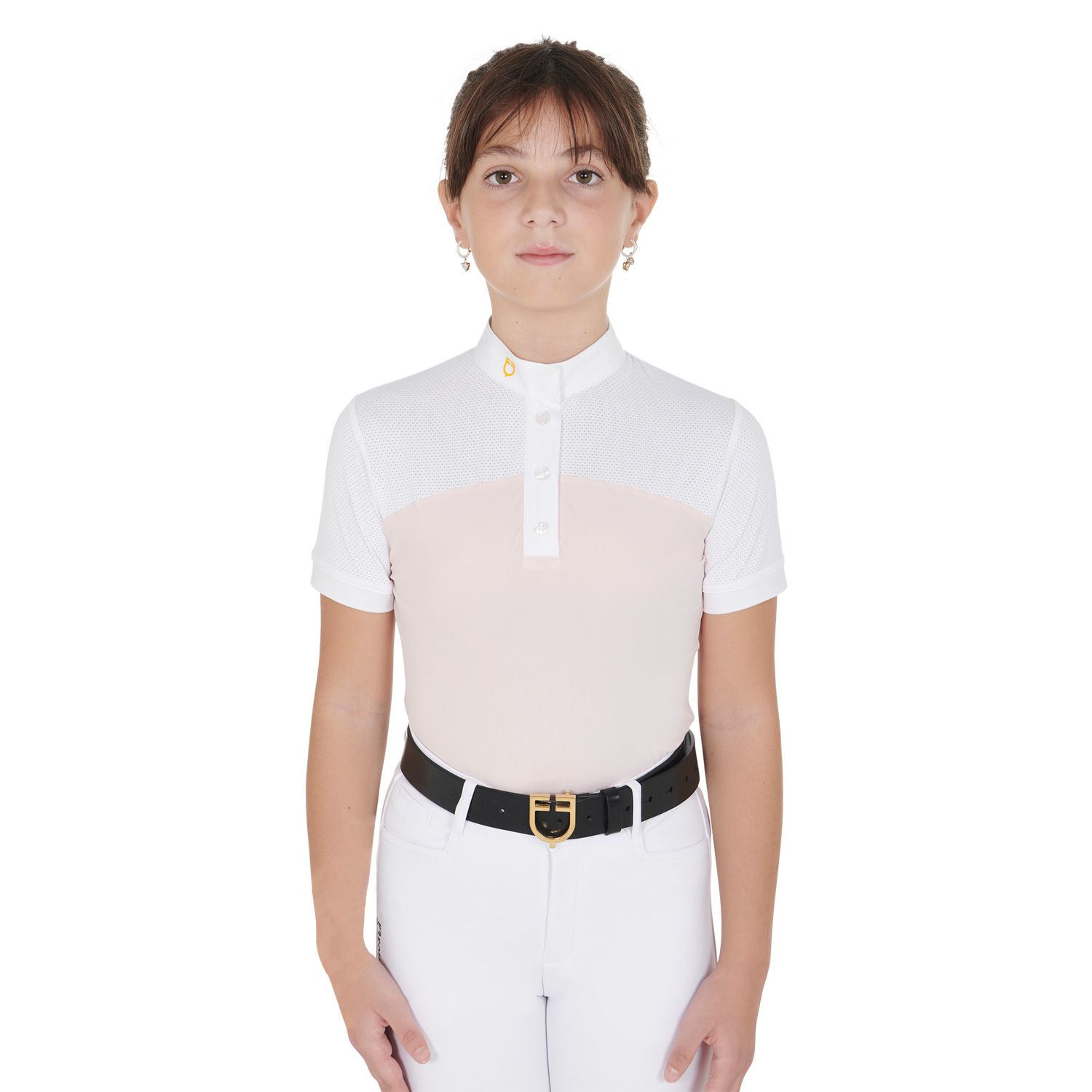 POLO DA BAMBINA DA CONCORSO TESSUTO TRAFORATO EQUESTRO