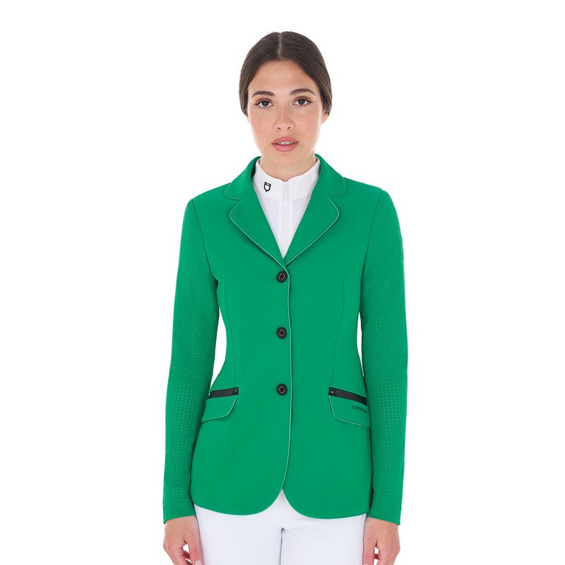 GIACCA DA CONCORSO VERDE DONNA TRE BOTTONI TRAFORATA EQUESTRO