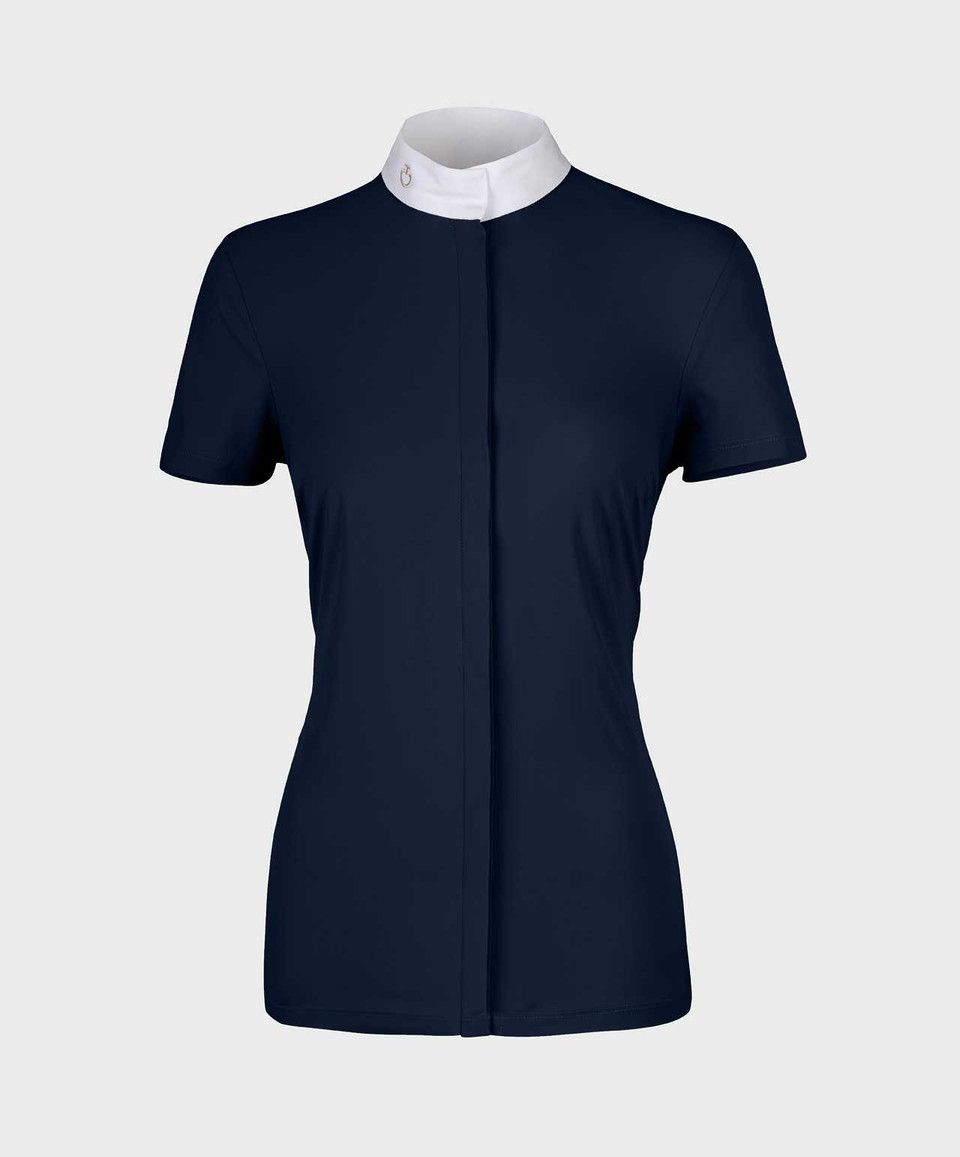 CAMICIA DA COMPETIZIONE MANICA CORTA E BOTTONI BLU CAVALLERIA TOSCANA