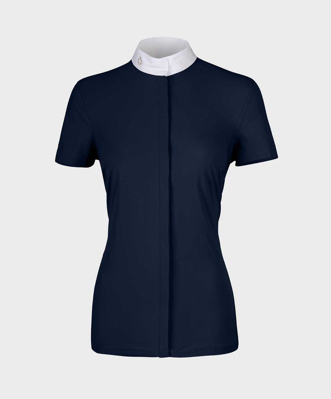 CAMICIA DA COMPETIZIONE MANICA CORTA E BOTTONI BLU CAVALLERIA TOSCANA
