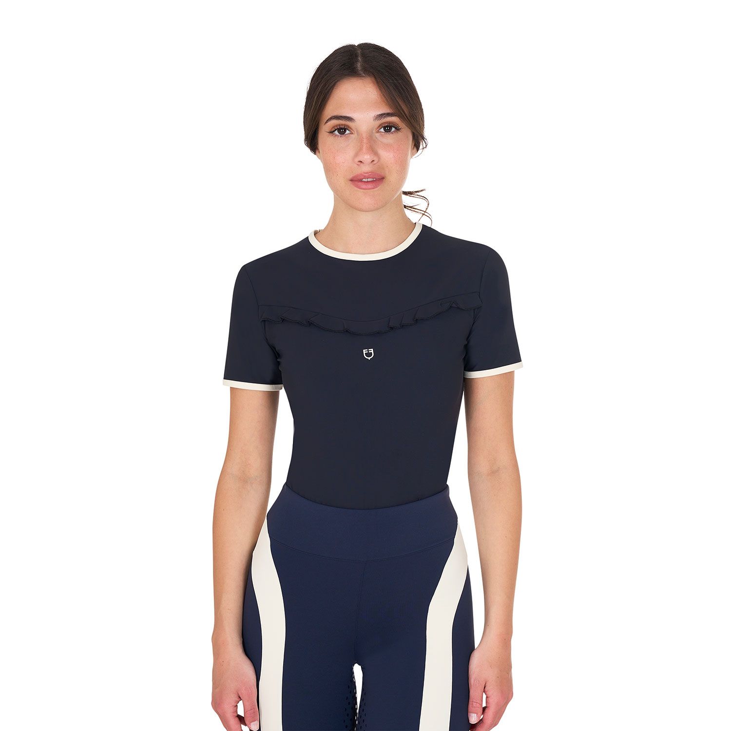 T-SHIRT DA ALLENAMENTO DONNA CON RUCHES SUL PETTO EQUESTRO