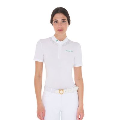 POLO DA ALLENAMENTO DONNA CON STRASS SUL COLLETTO EQUESTRO