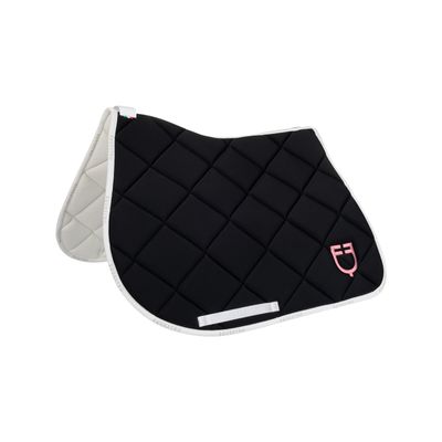 SET SOTTOSELLA E CUFFIA EQUESTRO CON LOGO MULTICOLOR NERO/ROSA