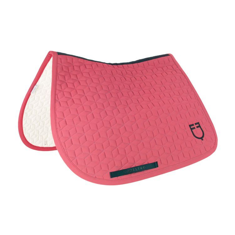 SET SOTTOSELLA E CUFFIA CON TRAPUNTA A CUBI EQUESTRO FUCSIA