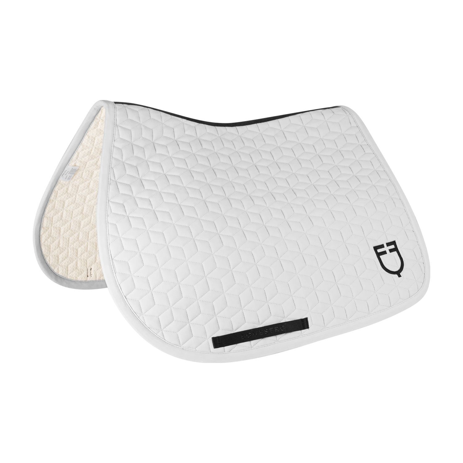 SET SOTTOSELLA E CUFFIA CON TRAPUNTA A CUBI EQUESTRO BIANCO