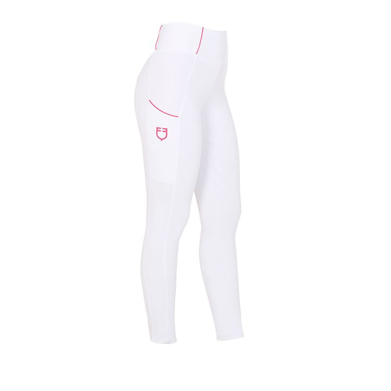 LEGGINGS BAMBINA EQUESTRO BIANCO/FUCSIA