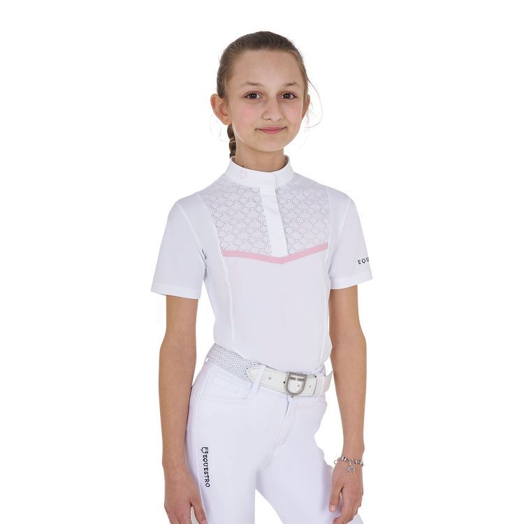 POLO DA CONCORSO BAMBINA CON INSERTI TRAFORATI EQUESTRO