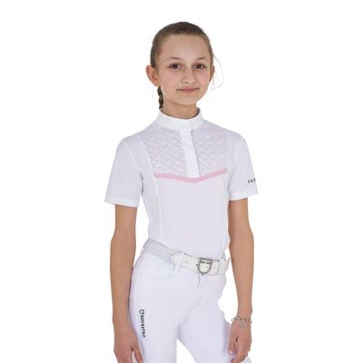 POLO DA CONCORSO BAMBINA CON INSERTI TRAFORATI EQUESTRO