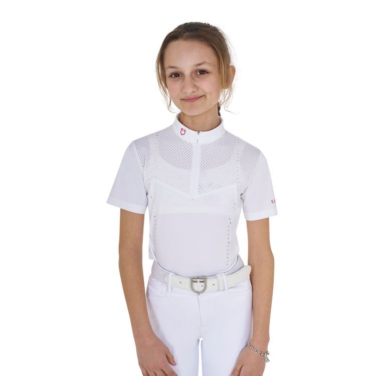 POLO DA CONCORSO DA BAMBINA IN TESSUTO TRAFORATO EQUESTRO